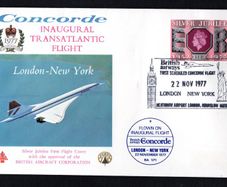 1977 Great Britain Concorde Flight Unaddressed Cover (with approval of British Aircraft Corporation) SST Inaugural Transatlantic Flight. New York to London.