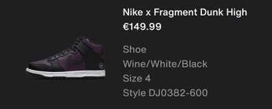 nike x fragment dunk high