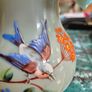 Hand painted Bristol Blue opaline glass vase Image 6