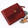 Unisex Genuine Leather Wallet RFID Blocking Trifold Wallet with Zipper & Coin Pocket Image 3