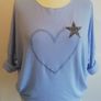 Carla Giannini Women's Angora Mix Top With Heart & Stars New With Tag Light Blue Image 3