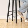 Set of 4 Bar Stools Kitchen Chairs High Stool with Footrests in 2 Heights and Adjustable Feet for Bathroom Kitchen Counter Rustic Brown Black Image 5