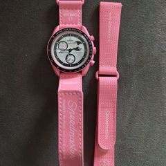Rare Pink Swatch unisex omega moonswatch speedmaster with extra limited edition speedmaster strap