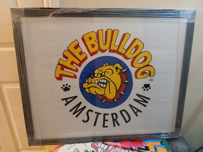 The Bulldog Amsterdam framed logo flag