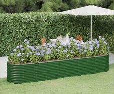 Garden Raised Bed Galvanised Steel 368x80x68 cm Green
