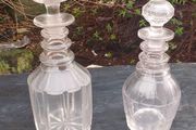 A Pair Georgian lead glass hand blown decanters