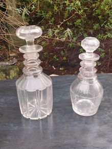 A Pair Georgian lead glass hand blown decanters