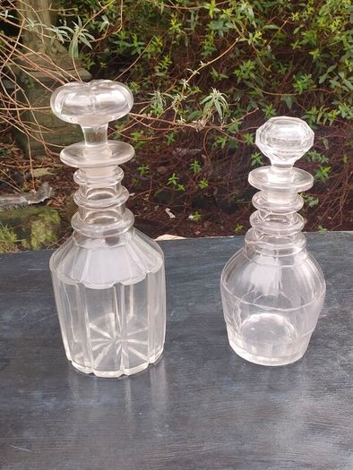 A Pair Georgian lead glass hand blown decanters