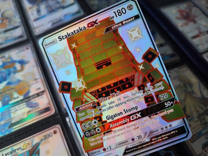 Stakataka GX ! Full Art ! Shiny Ultra Rare ! from Hidden Fates Set ! 2019 ! Pokemon Card !