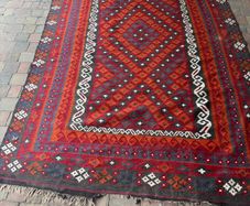 Large Vintage Handwoven Tribal Kilim Rug Wool Flatweave (203x275cm)