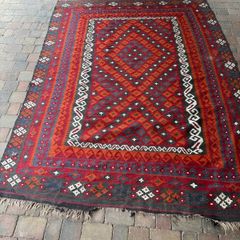 Large Vintage Handwoven Tribal Kilim Rug Wool Flatweave (203x275cm)