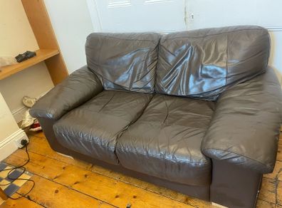 two 2 seater leather couches