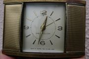 Vintage Westclox 1940s - 1950s Black and Gold Tone Travel Alarm Clock - Works