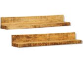 Display Shelf 2 pcs Solid Wood Wall-Mounted