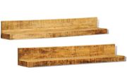 Display Shelf 2 pcs Solid Wood Wall-Mounted