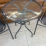 Small glass top garden table and x2 metal frame chairs Image 6