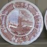 Vintage Set of Six Brown and White Fair Winds, Historical Scenes of Chinese Export to America - "The George Washington at Anchor" Salad Plates by Alfred Meakin Image 7