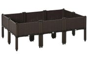 Set of 6 26L Garden Raised Bed Elevated Patio Flower Plant Planter Box PP Vegetables Planting Container, Brown