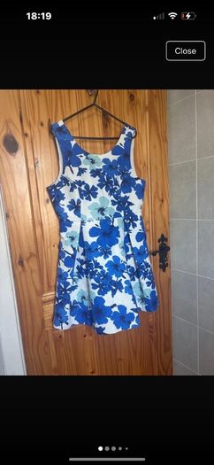 white & blue dress