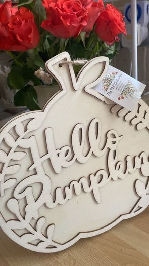 ShabbyChic Long garland and Large FREE pumpkin board to use as a food board or display