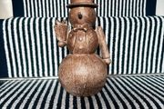 New bespoke 26cm high rustic wood effect  table top snowman