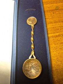 Rare Fine: Antique WW1 Trench Art Spoon made of British 1901 coins.
