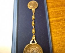 Rare Fine: Antique WW1 Trench Art Spoon made of British 1901 coins.