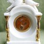 Vintage Landex Royal Craft White Porcelain Mantle Clock Gilt Trim, Doves Transistor Japan , in working order Image 9