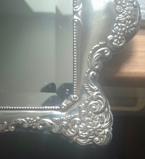 Ari D Norman Large Sterling Silver Table mirror, Georgian style. 983 grams.