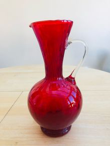 Large Vintage Cranberry Glass Jug