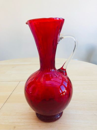 Large Vintage Cranberry Glass Jug