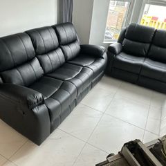 Black leather Reclining Sofas sets