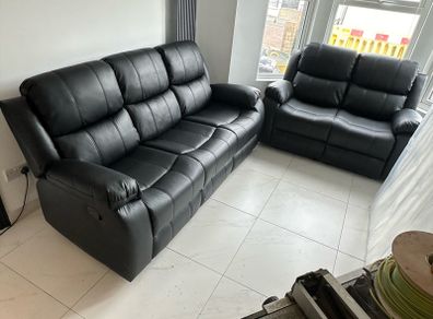 Black leather Reclining Sofas sets