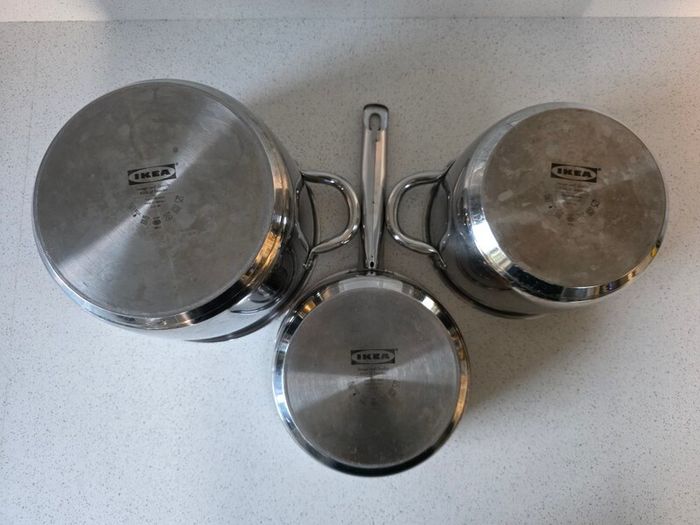 IKEA Stainless Steel 3 Pot & Saucepan Set with Lids - Induction