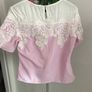 top pink & white short sleeve top size 8 Image 6