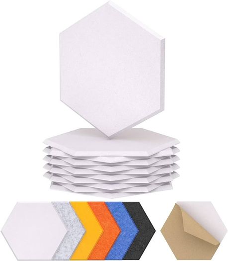 NEW SALE | 12 Pack Hexagon Acoustic Panels Self-adhesive, 30x26x0,9cm High Density Sound Proof Panels