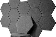 SALE MULTIPLE COLOURS AVAILABLE 12 Pack Rdutuok High Density Hexagon Acoustic Panels,Acoustic Foam Panels 30 x 26 x1 cm Beveled Edge Tiles Sound Proof Padding for Recording Room,Offices,Home and Wall Decoration Silver Gray