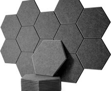 SALE MULTIPLE COLOURS AVAILABLE 12 Pack Rdutuok High Density Hexagon Acoustic Panels,Acoustic Foam Panels 30 x 26 x1 cm Beveled Edge Tiles Sound Proof Padding for Recording Room,Offices,Home and Wall Decoration Silver Gray