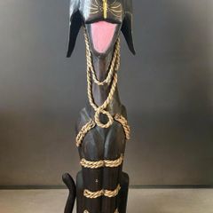 Hand carved wooden animal statue 85 cm