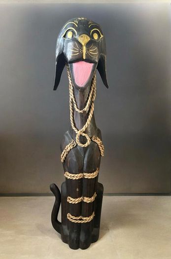 Hand carved wooden animal statue 85 cm