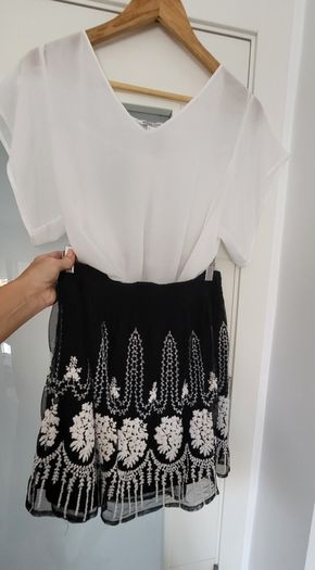 ZARA black and white layered mini skirt Sz XL (Fit 12-14UK) Rrp 59.99 (New)
