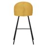 Set of 2 Mustard Upholstered Bar Stools with Backrests and Black Steel Legs Image 4