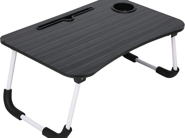 Laptop Bed Table Lap Standing Desk for Bed and Sofa Breakfast Bed Tray Laptop Lap Desk Folding Coffee Tray Notebook Stand Reading Holder for Couch Floor Kids(60 x 40 cm) (Black)