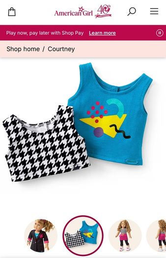 Courtney 1986 Tank top set  fits American Girl 18-Inch Doll -Brand new packing opened