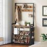 Coat Rack with Shoe Storage, 5 Tier Shoe Rack with Coat Rack, Shoe Storage Organizer with 9 Coat Hooks and 3 Oxford Fabric Side Pockets, Coat and Shoe Rack Hallway, Rustic Brown Image 3