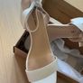 Womens white low block heels Image 4