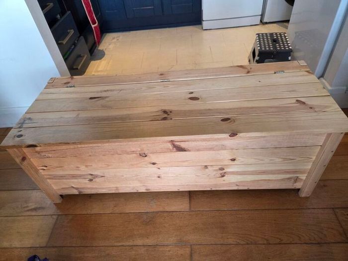 wooden bench with storage