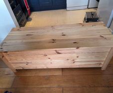 wooden bench with storage