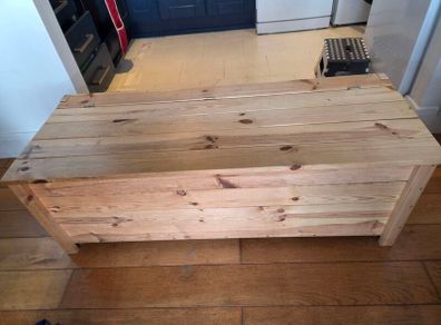 wooden bench with storage