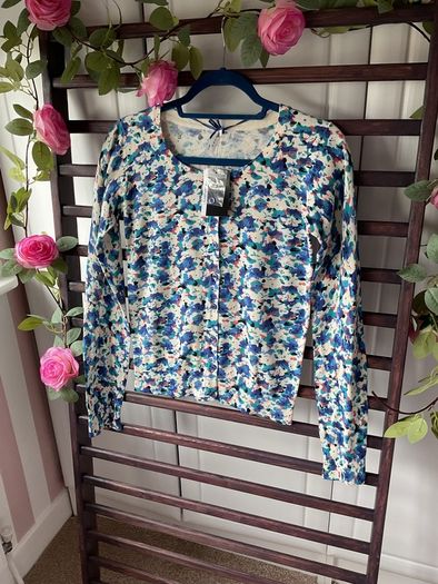 cardigan 100% cotton floral vintage inspired round neck cardigan uk 12